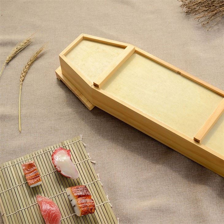 Japon Bambu Tekne Şeklinde Mutfağı Sashimi Kruvasan Tabağı Aperatif
